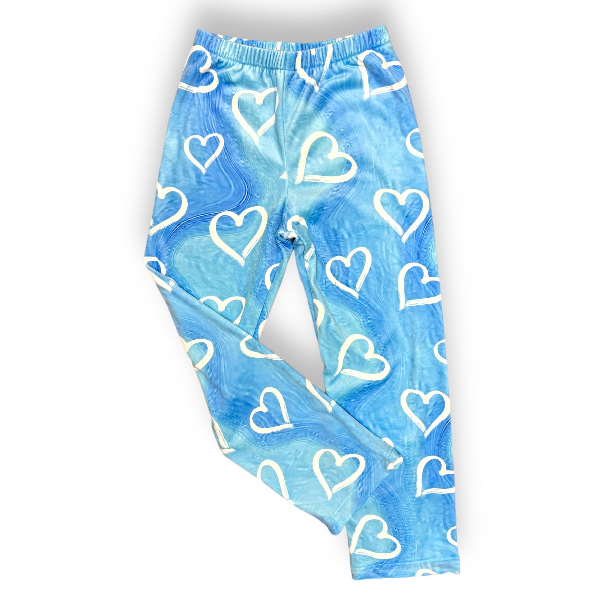 Blue Painted Hearts Fuzzy Pants - Bee Bee Designs