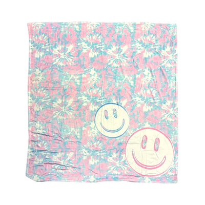 Tie Dye Smiles Fuzzy Throw Blanket