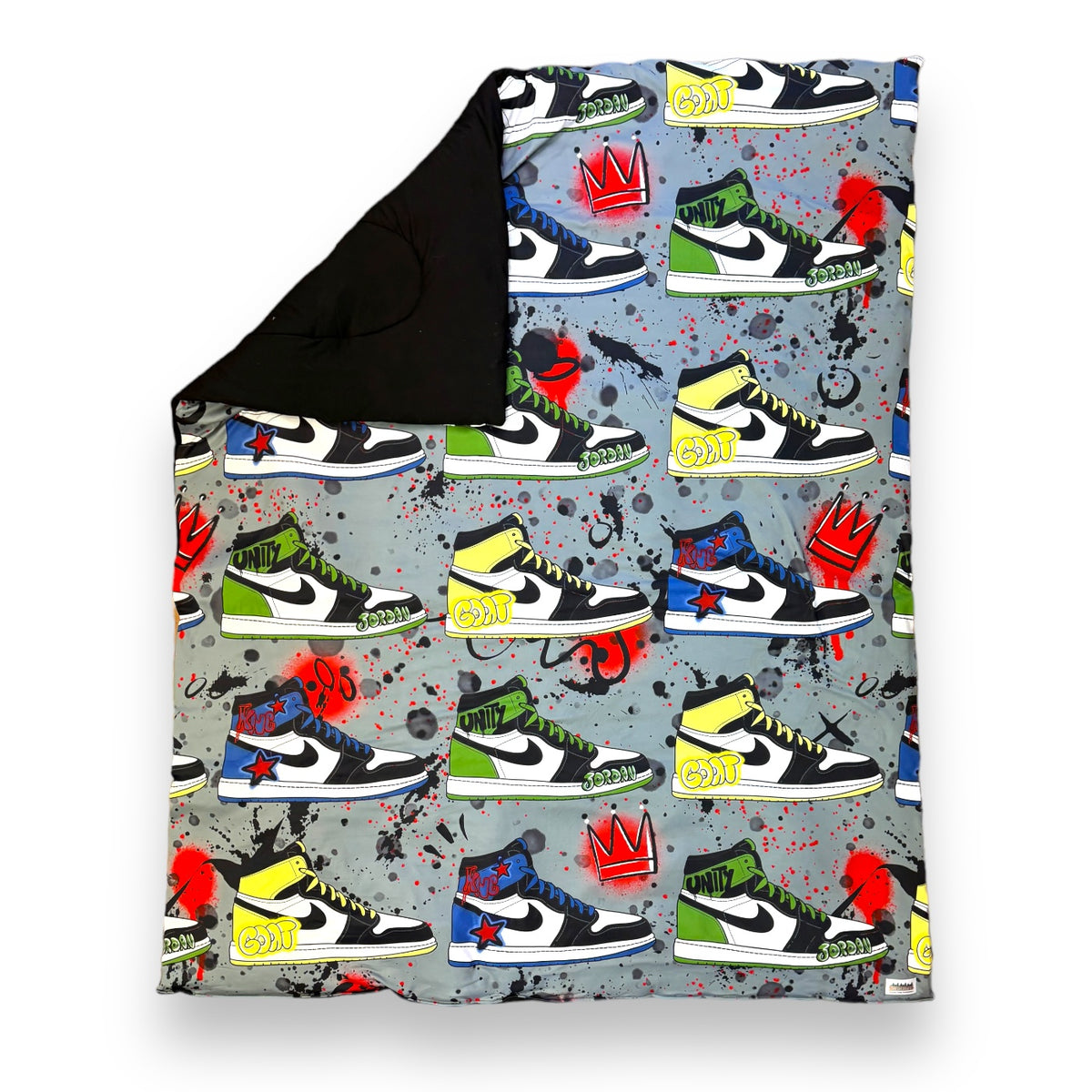 Graffiti Sneaker Reversible Reversible Camp Comforter – Soft, Washable, Camp-Ready
