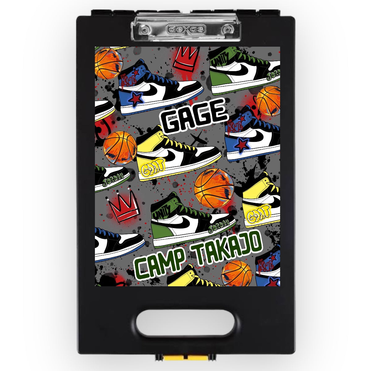 Graffiti Sneakers Clipboard – storage clipboard for writing camp letters at sleepaway or overnight camp by Bee Bee Designs