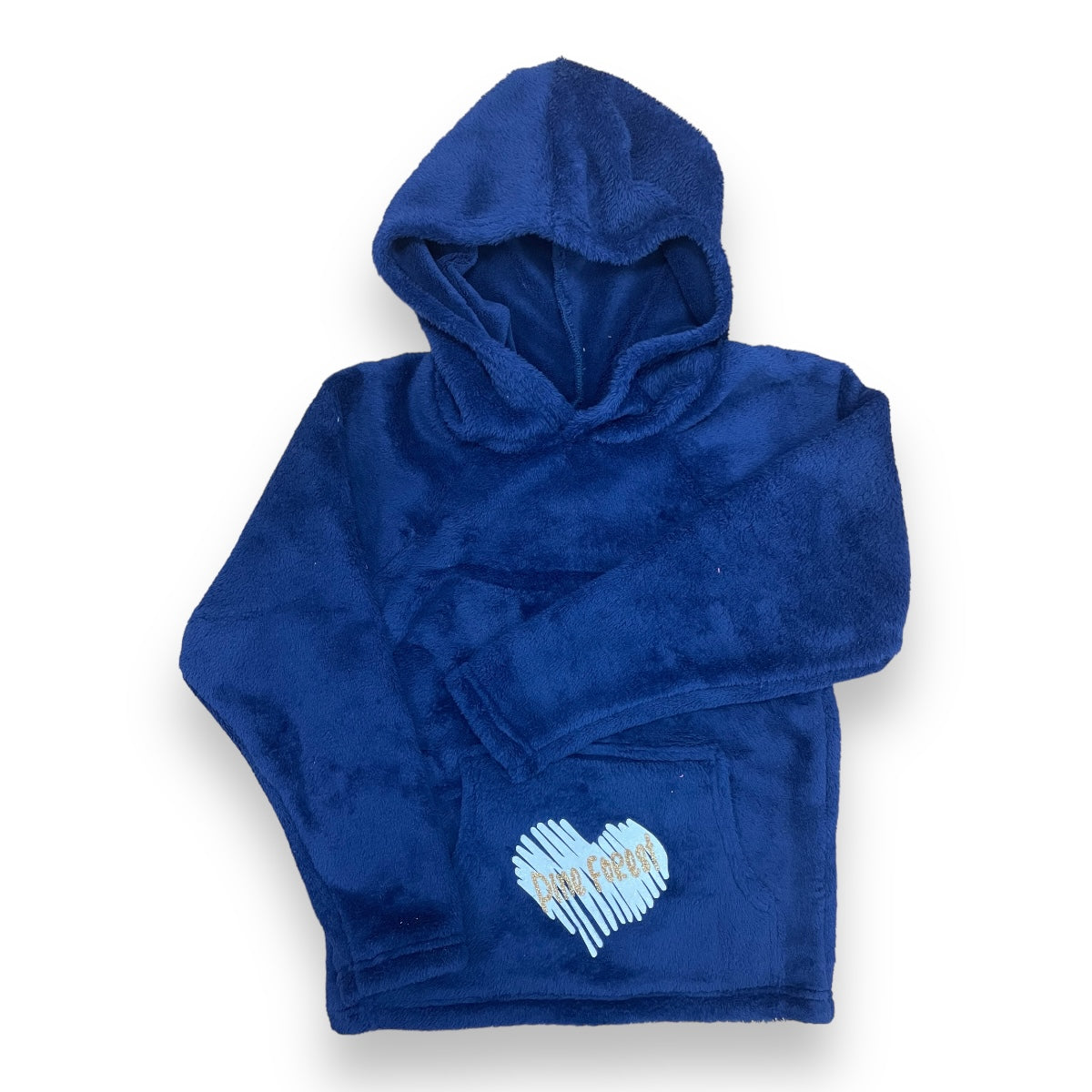 Striped Heart Camp Name Fuzzy Hoodie - Bee Bee Designs