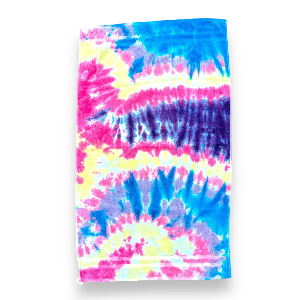 Scarlet Begonias Tie Dye Terry Towel camp towel – cotton classic pattern – perfect for lake days and camp showers.
