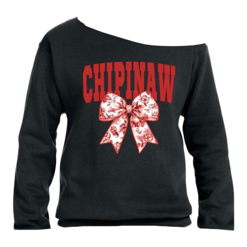 Toile Bow Camp Heart Off the Shoulder Crew