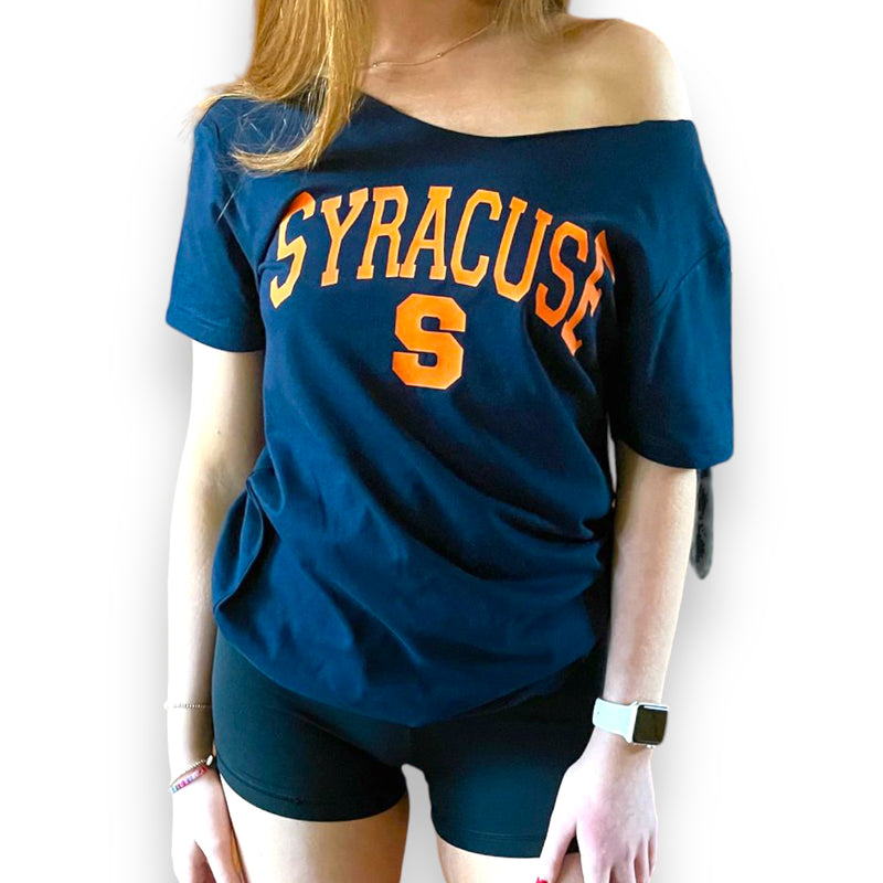 Varsity Off the Shoulder Full Front Tee