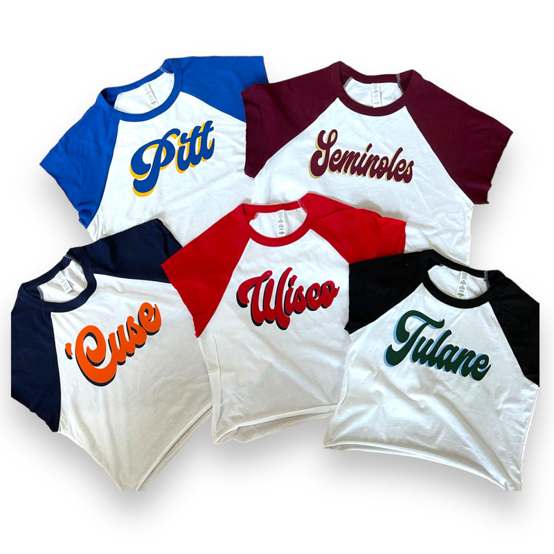 Varsity Swirl Shadow Baseball Cropped Tee