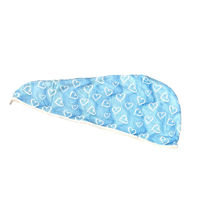 Blue Painted Hearts Hair Wrap