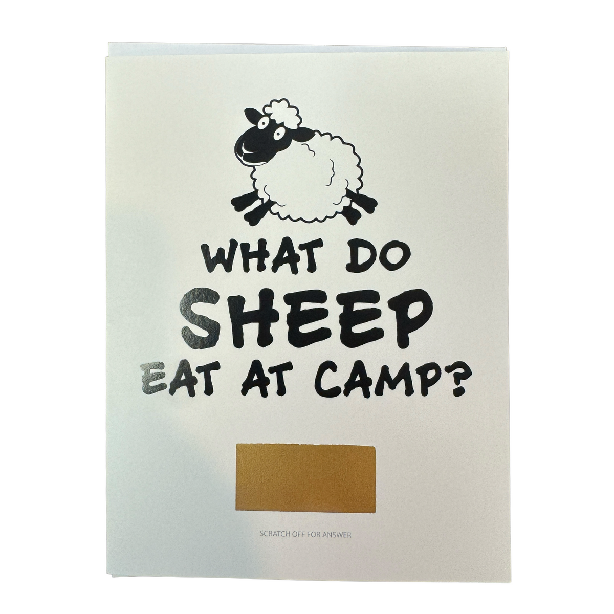 What Do Sheep Do At Camp? Scratch-Off Joke Card - Bee Bee Designs