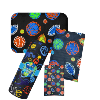 The MVP Camp Kit – Mat, Ventilated Laundry Bag & Plush Throw Blanket (Sports Edition) - Bee Bee Designs