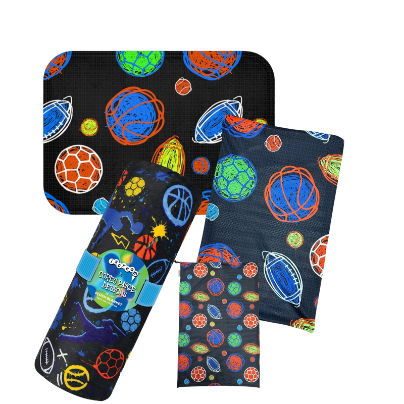 The MVP Camp Kit – Mat, Ventilated Laundry Bag & Plush Throw Blanket (Sports Edition) - Bee Bee Designs