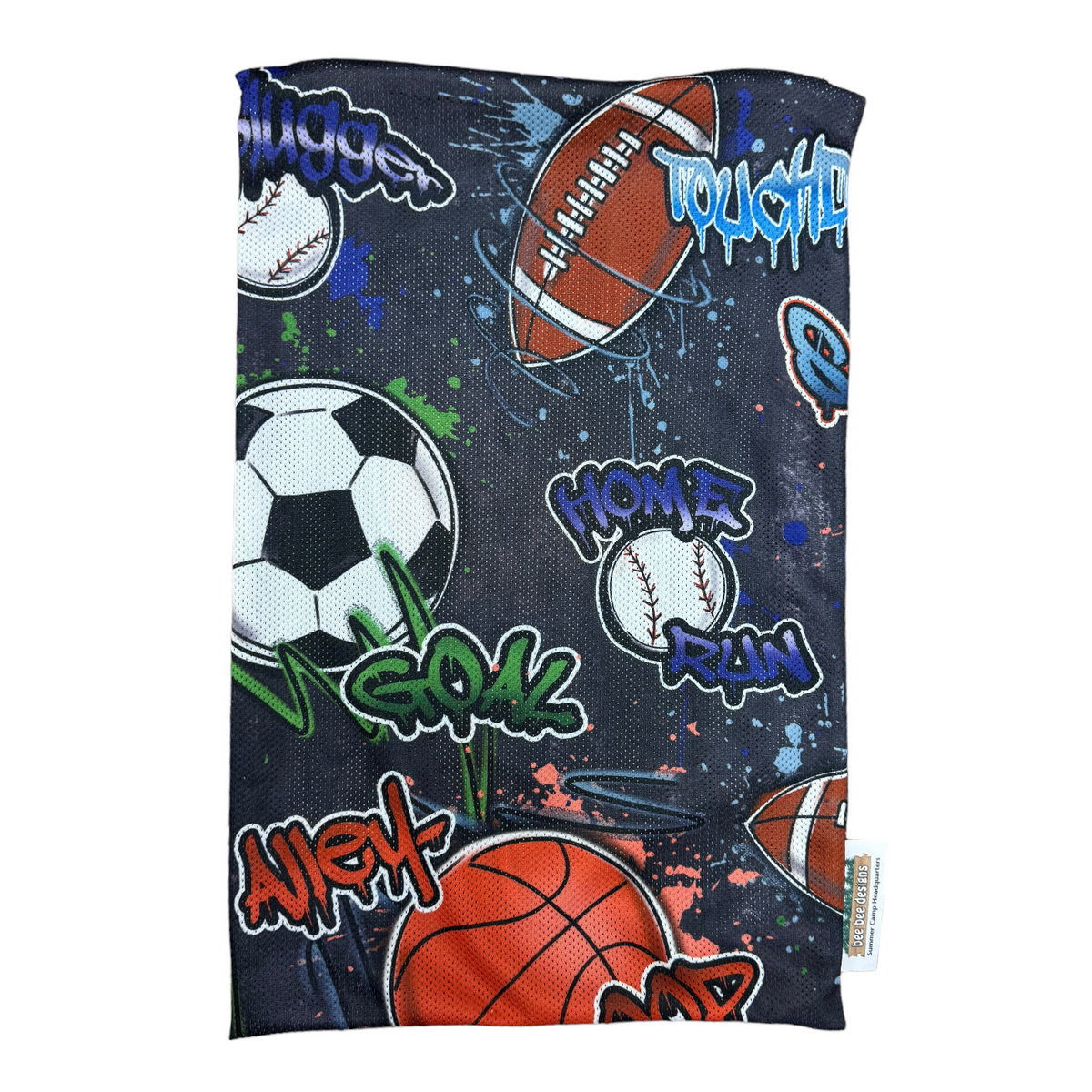 Street Sports Mesh Sock Bag – keeps socks paired, summer camp bunk essential, Bee Bee Designs.