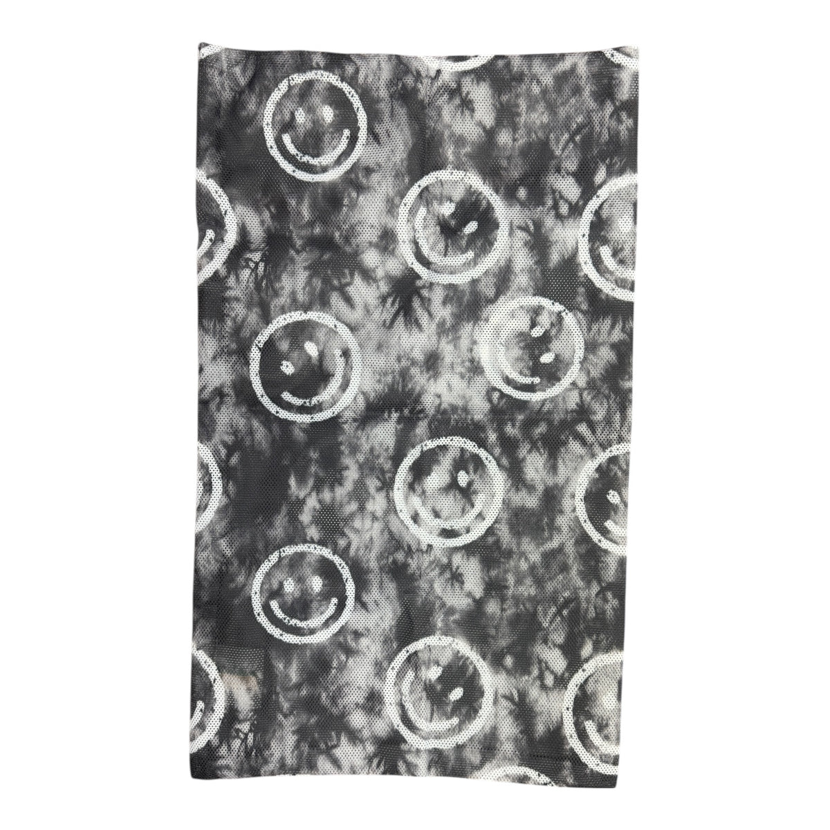 Mesh sock bag in gray tie-dye with white smiley faces