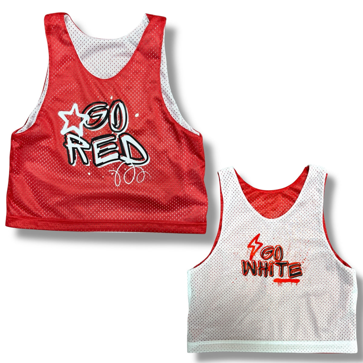 Red Reversible Graffiti Mesh Camp Pinnie