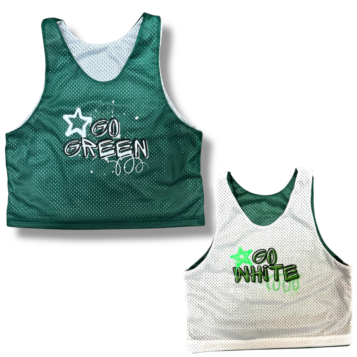 Green Reversible Graffiti Mesh Camp Pinnie