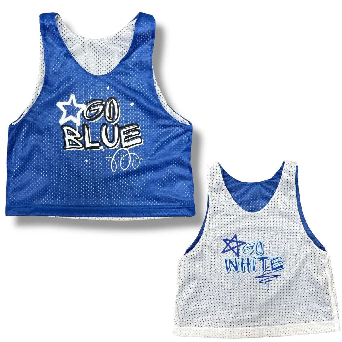 Blue Reversible Graffiti Mesh Camp Pinnie
