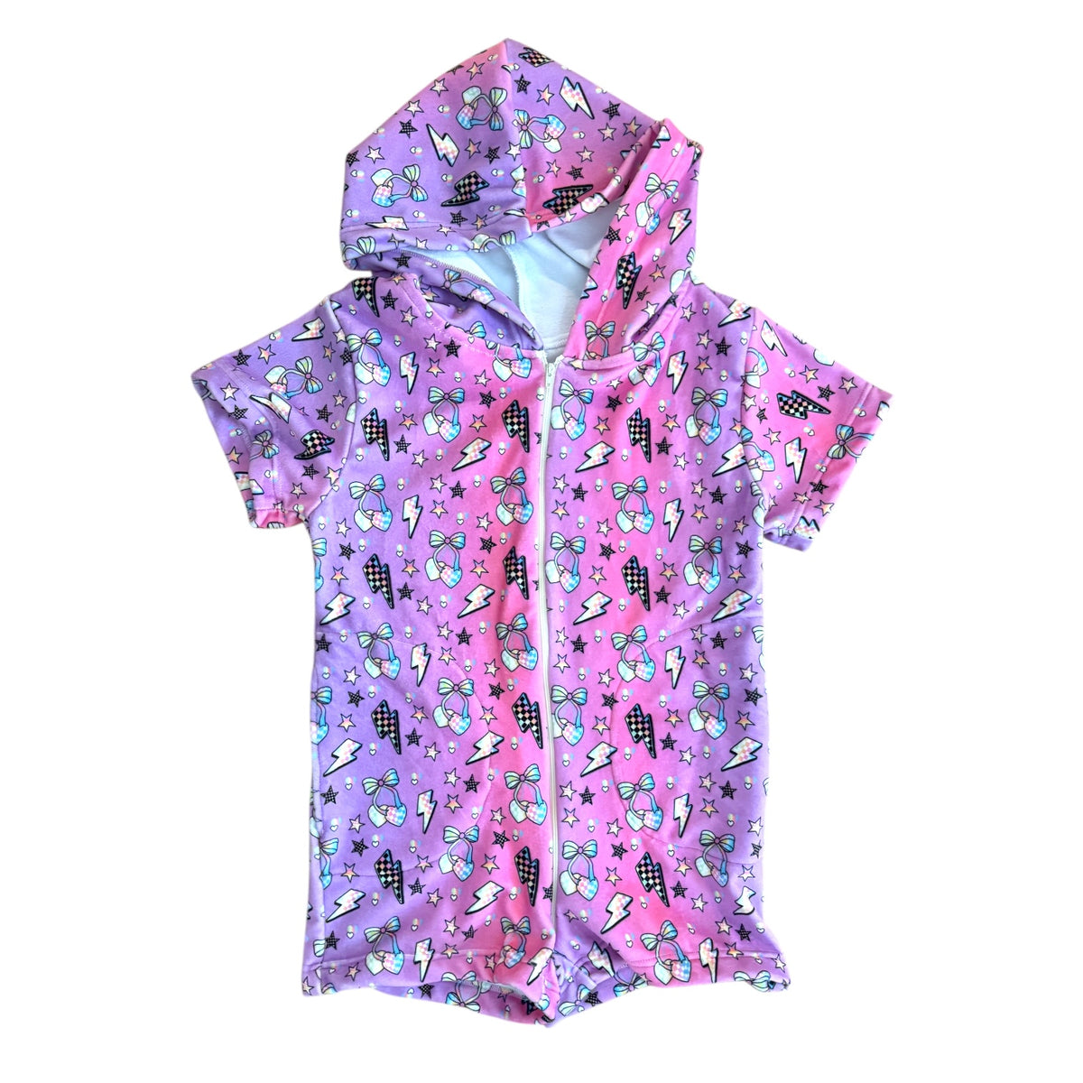 🍒⚡ Electric Cherries Fuzzy Romper
