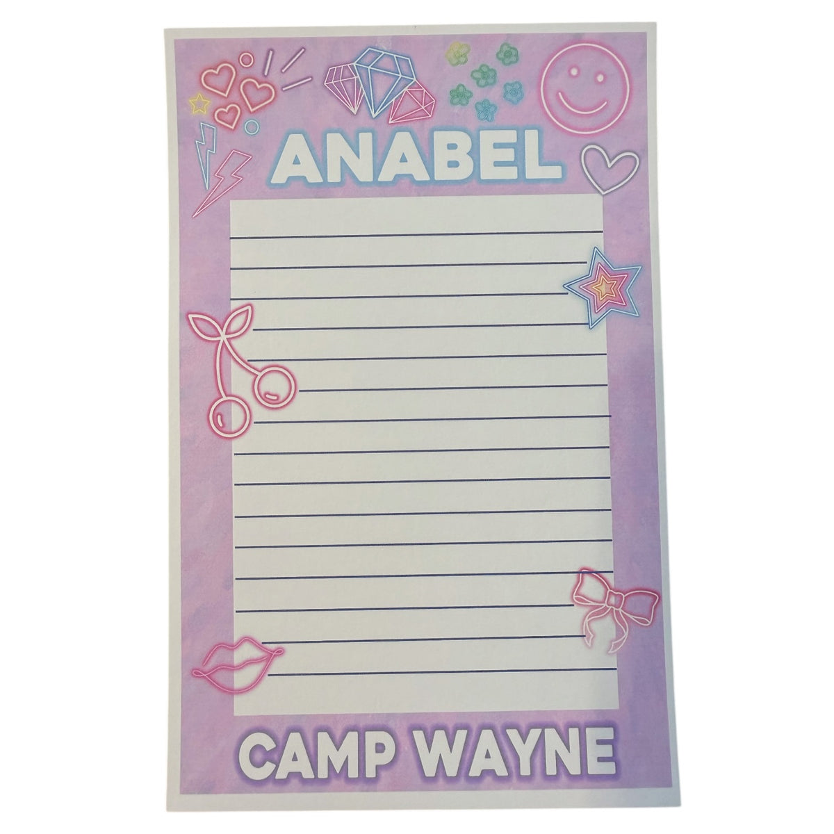 Neon Vibes Lined Camp Notecards