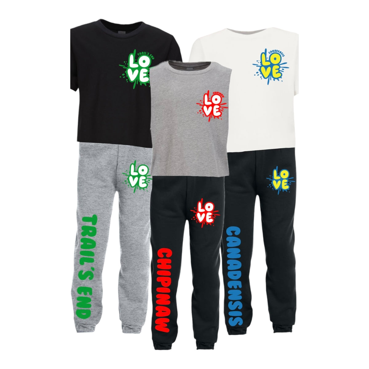 Love Splatter Camp Cropped Tee and Sweats Set - Bee Bee Designs