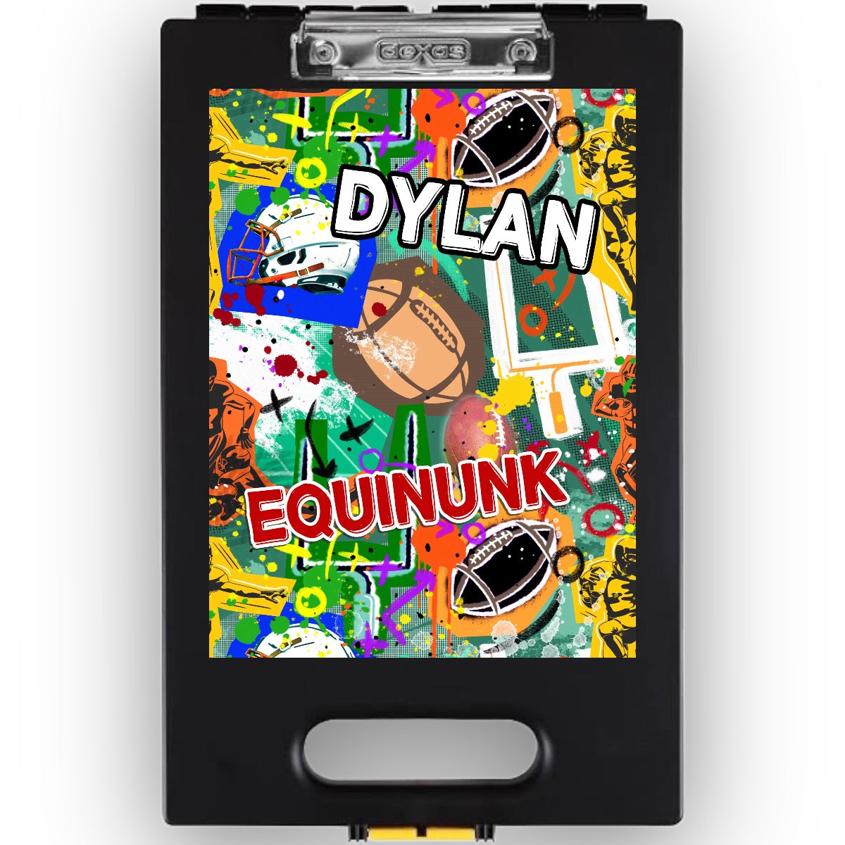 Graffiti Football Clipboard – storage clipboard for writing camp letters at sleepaway or overnight camp by Bee Bee Designs