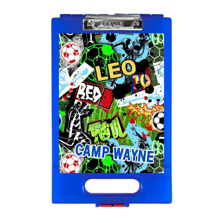 Graffiti Soccer Clipboard – storage clipboard for writing camp letters at sleepaway or overnight camp by Bee Bee Designs
