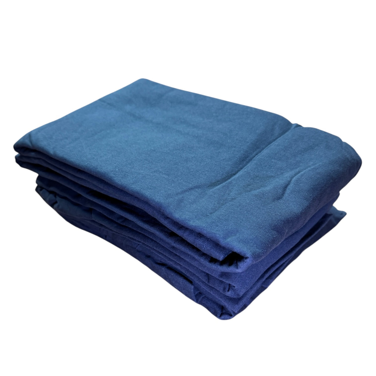Folded navy blue jersey 4-piece camp sheet set