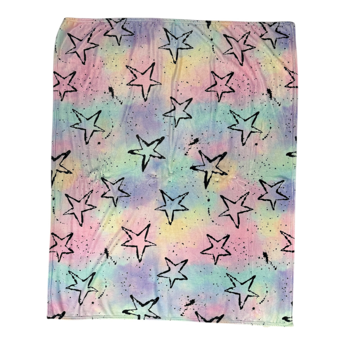 Pastel Splatter Stars Fuzzy Camp Fuzzy Blanket – Soft, Washable Camp Bedding