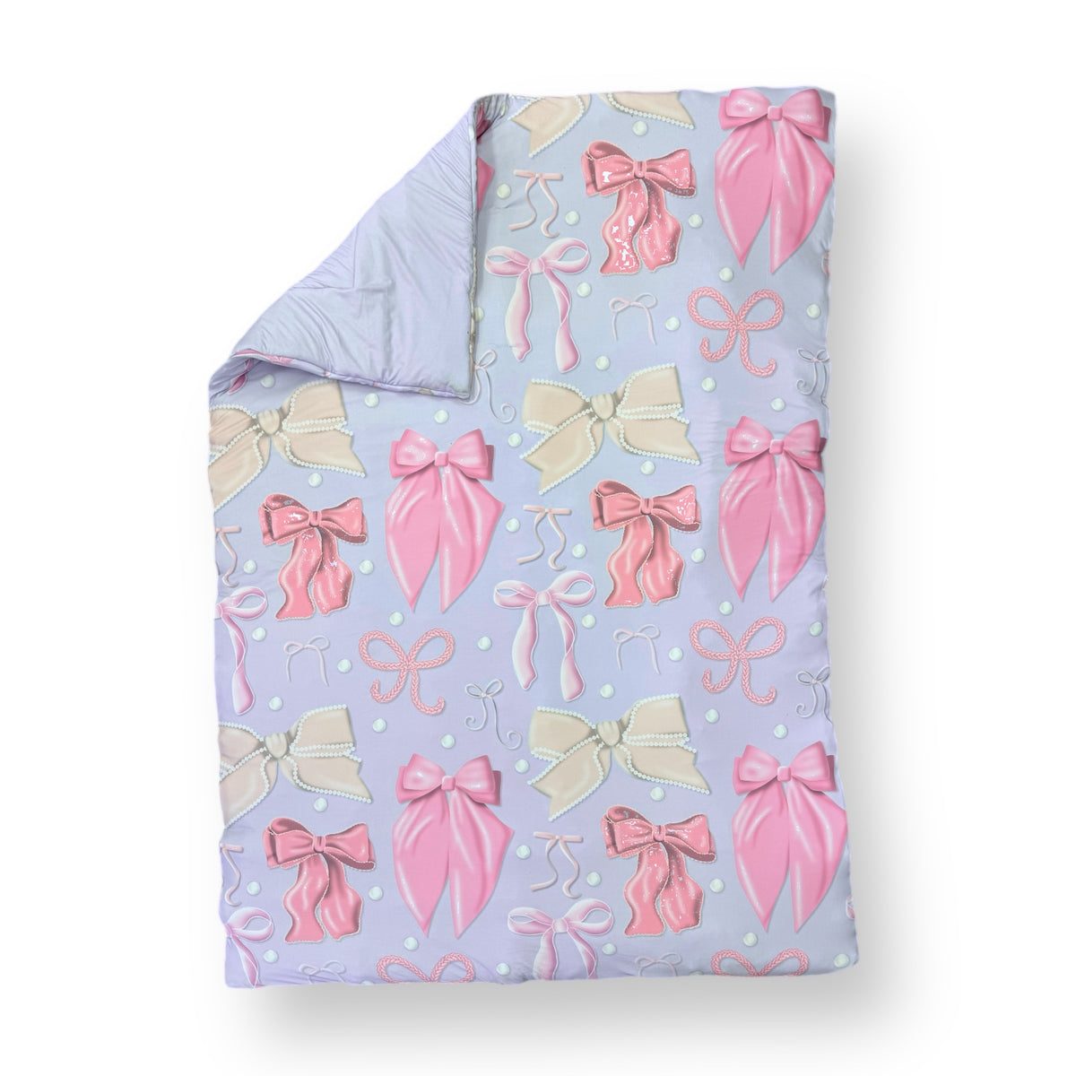 Pretty Bows and Pearls Reversible Reversible Camp Comforter – Soft, Washable, Camp-Ready