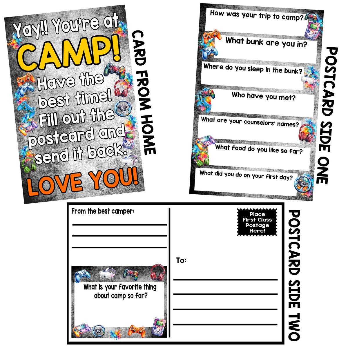 Cloud Gamer First Letter to Camp - Bee Bee Designs