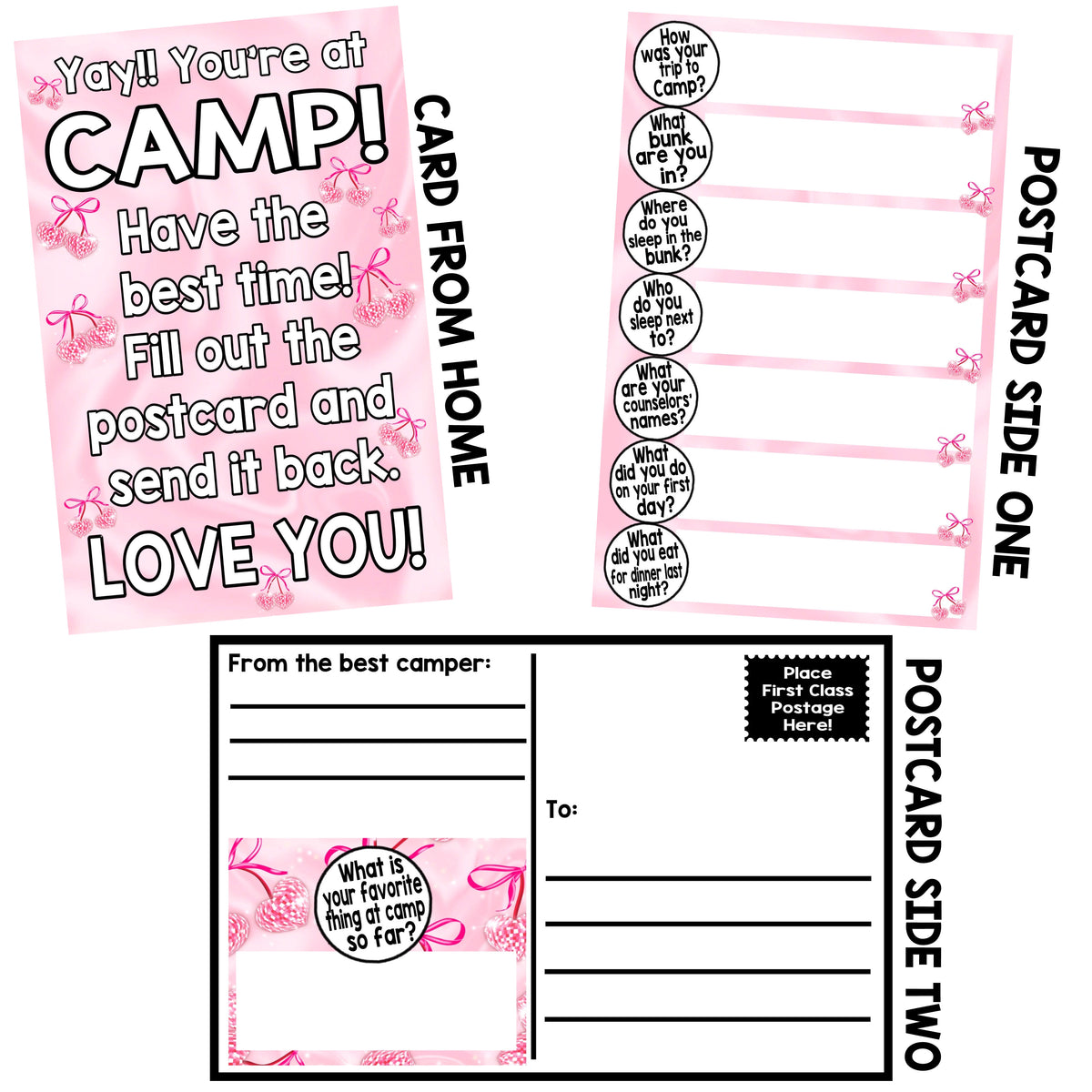 Disco Cherries First Letter to Camp - Bee Bee Designs