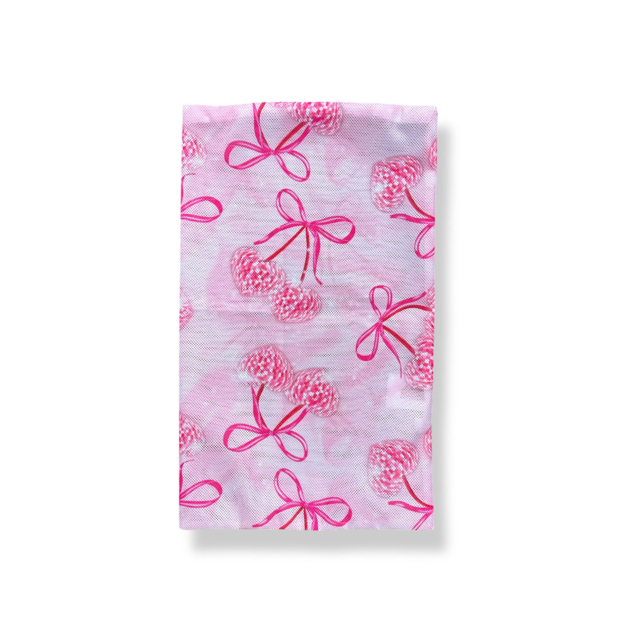Disco Cherries Mesh Sock Bag – keeps socks paired, summer camp bunk essential, Bee Bee Designs.