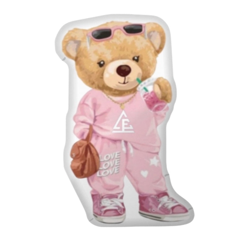 Pink Drink Camp Bear Pillow