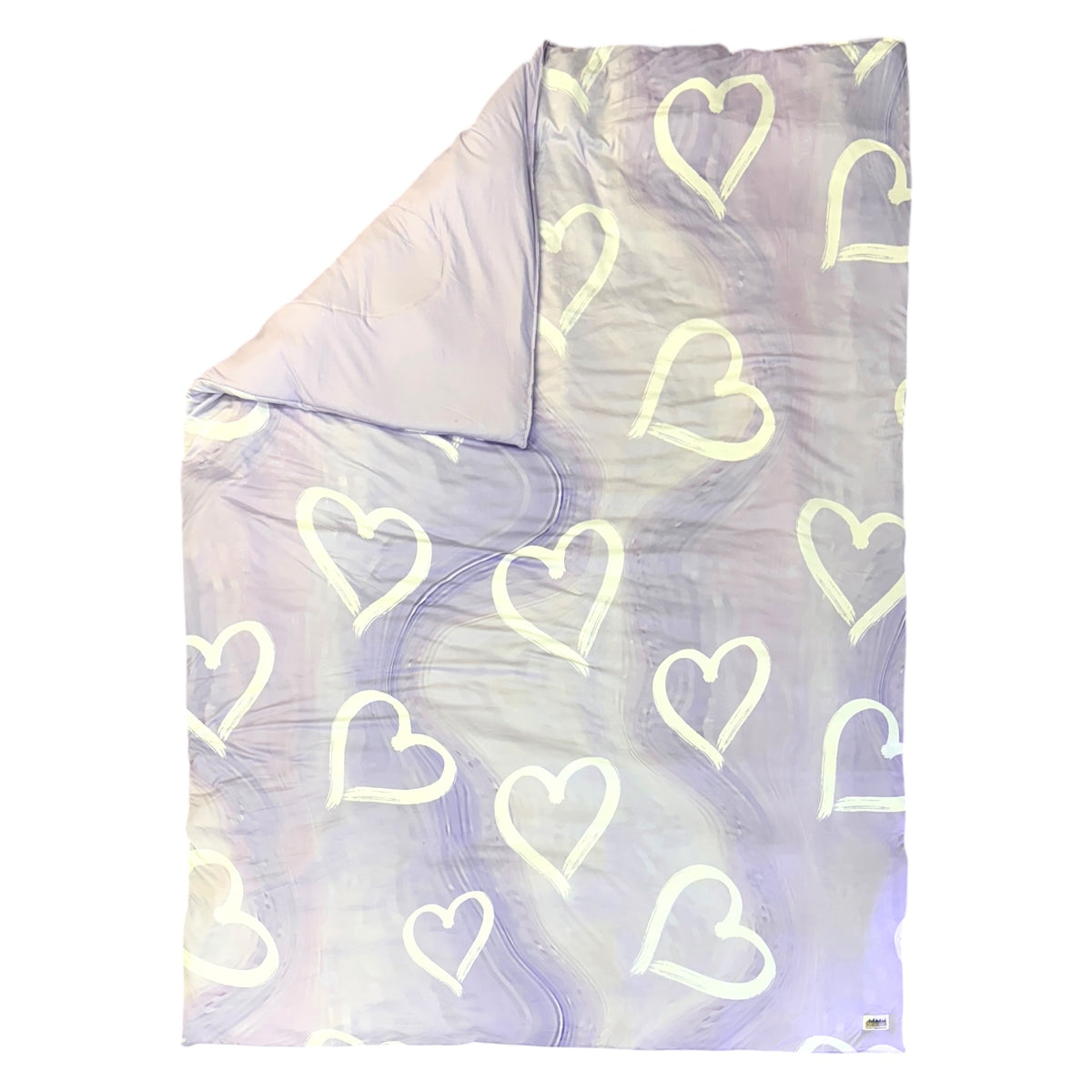 Lilac Painted Hearts Reversible Reversible Camp Comforter – Soft, Washable, Camp-Ready