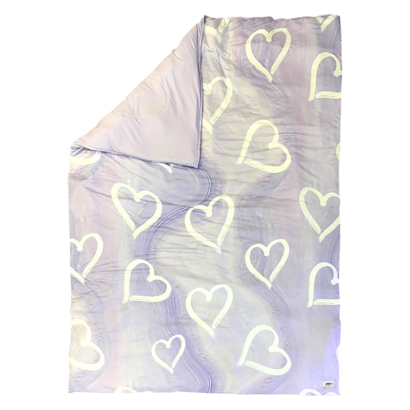 Lilac Painted Hearts Reversible Comforter