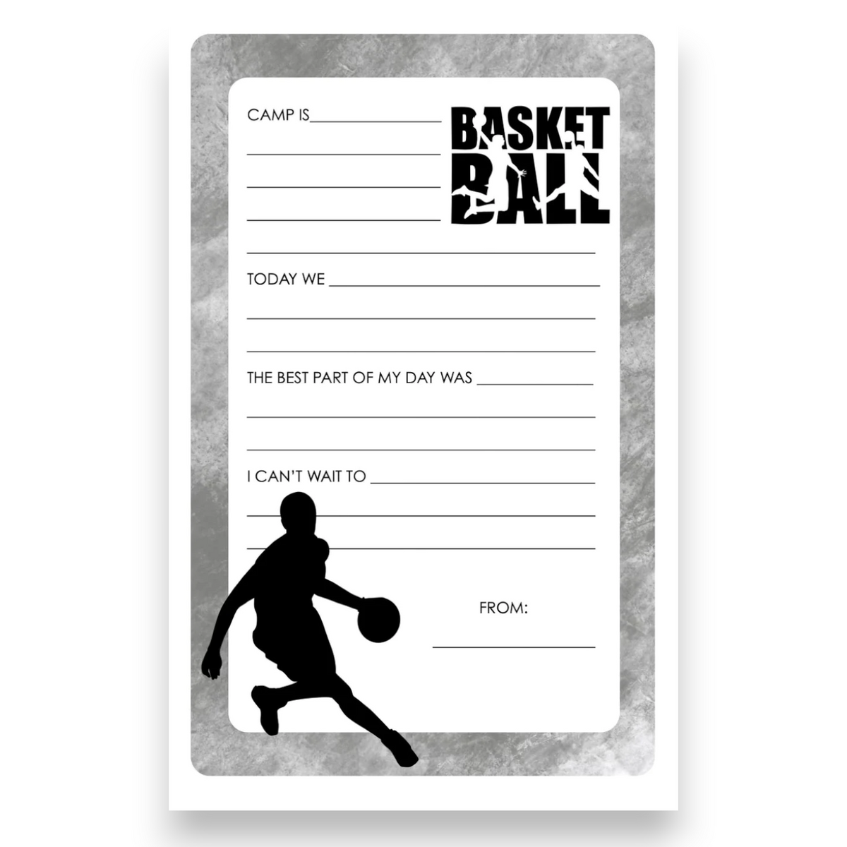 Fun and sporty basketball notepad for boys at overnight camp