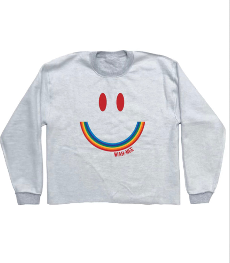 Faded Smiley Camp Name Crew Neck Sweatshirt