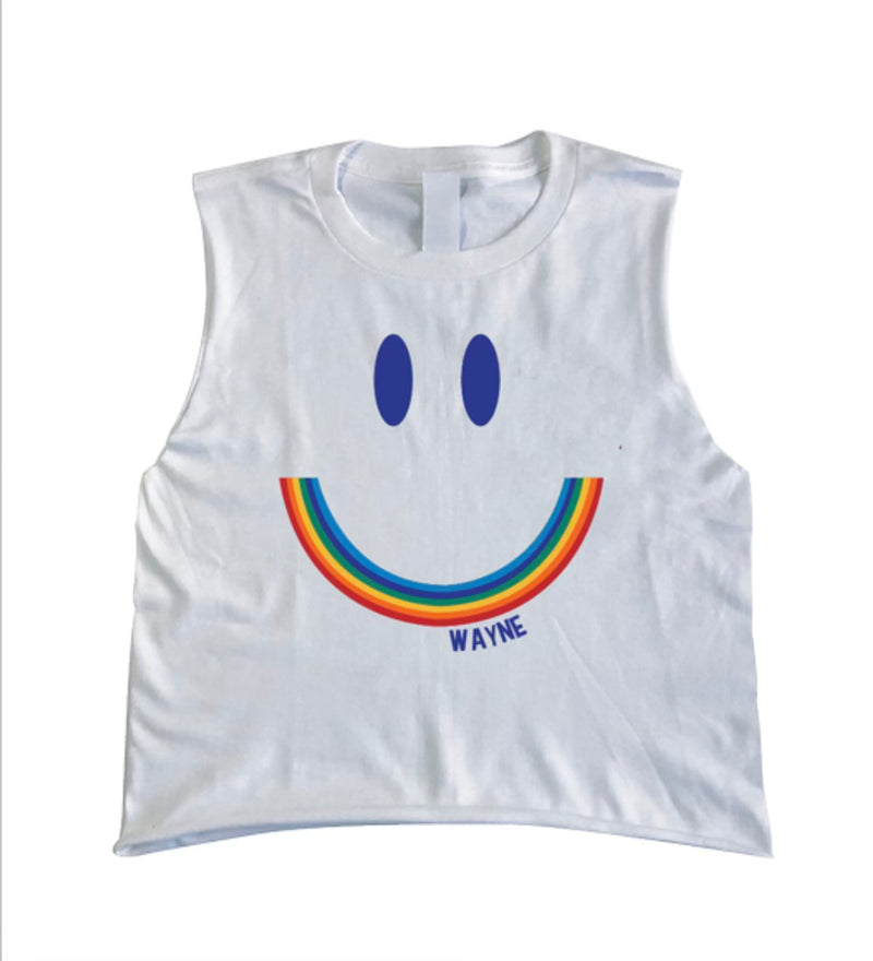 Faded Smiley Camp Name Shirt