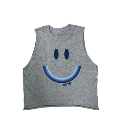 Faded Smiley Camp Name Shirt