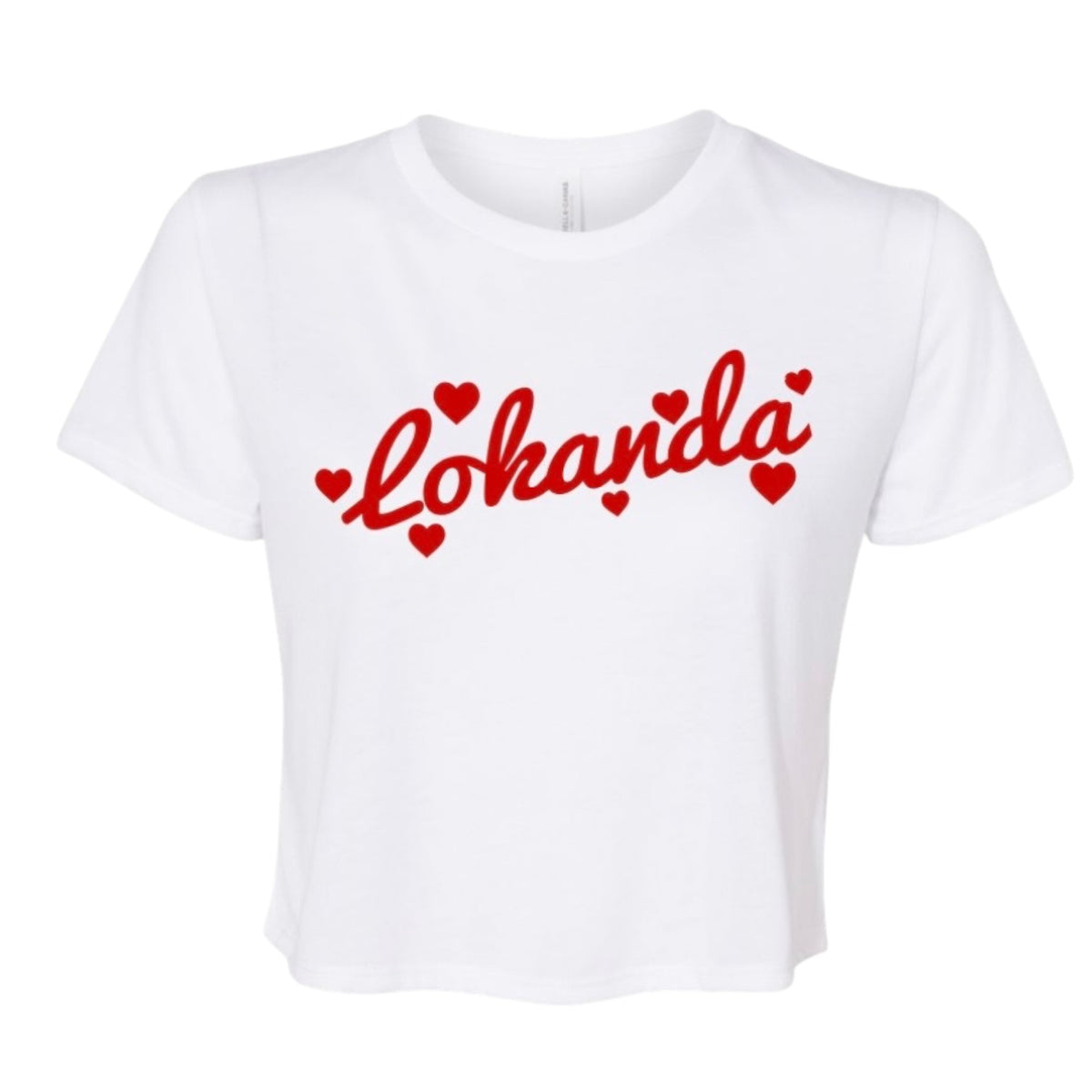 Floating Hearts Camp Set cropped tee with script camp name and little hearts