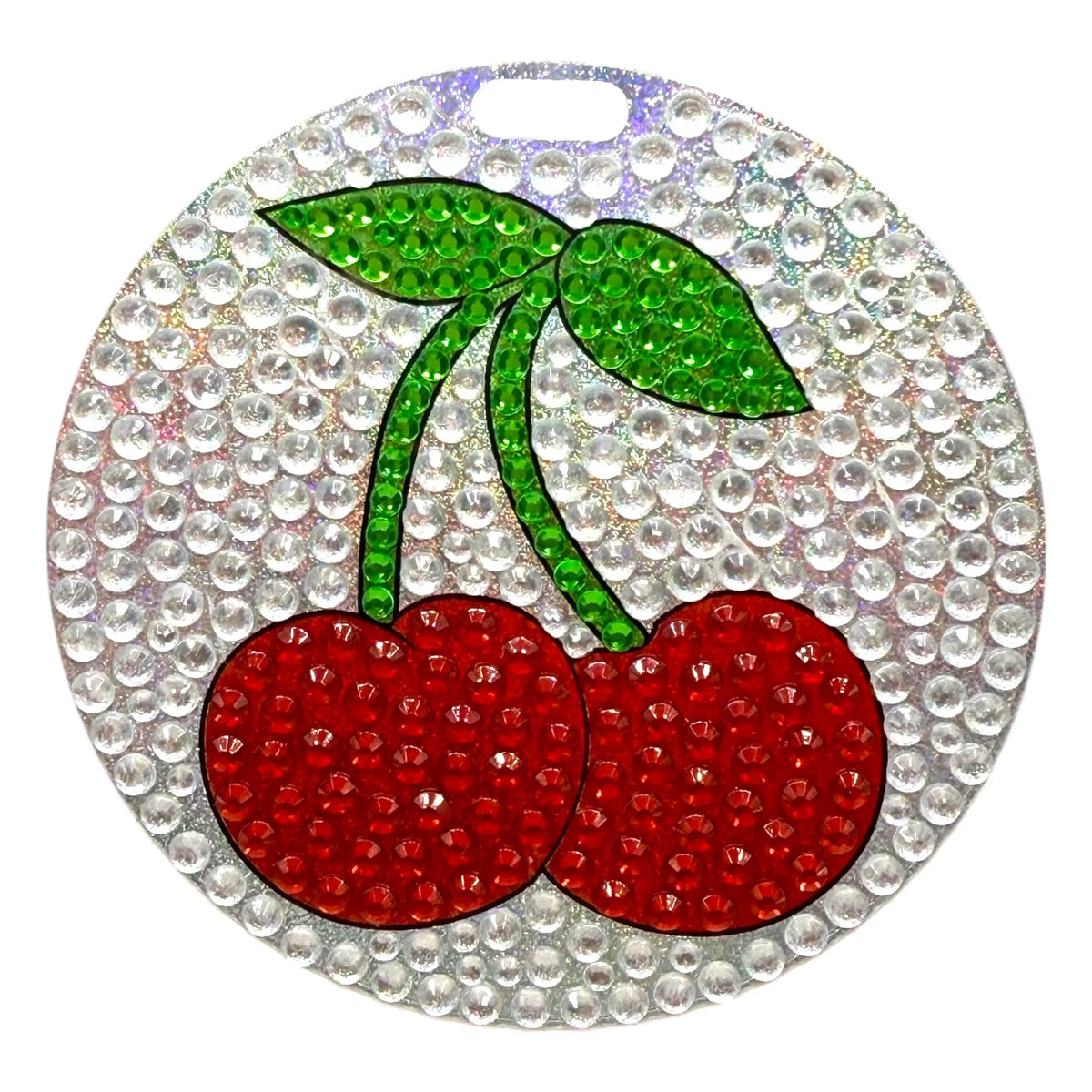 Cherries Stickerbeans Luggage Tag – collectible StickerBean for trading + decorating at sleepaway or overnight camp by Bee Bee Designs