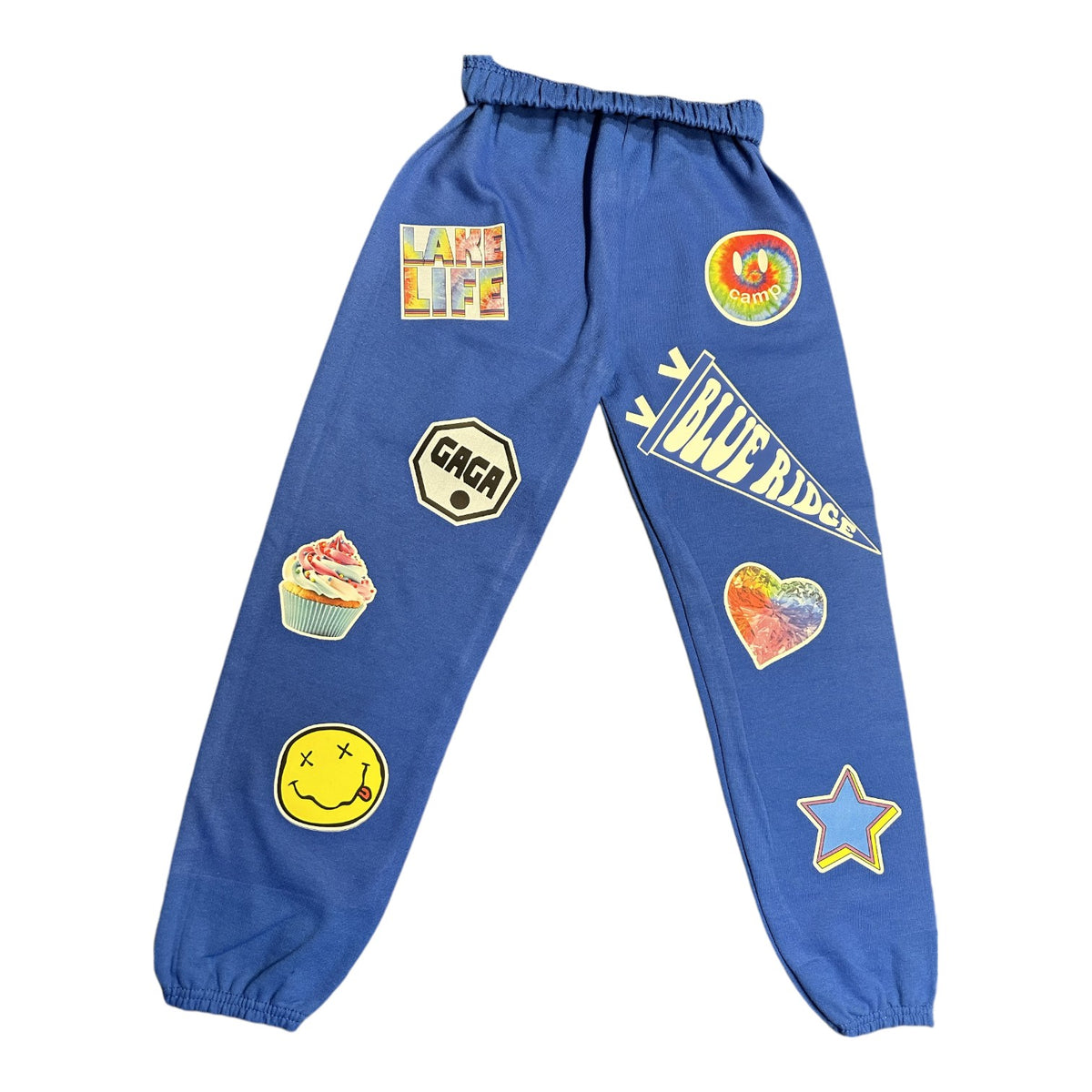 Classic Pennant Collage Sweatpants with 7 Patches - Bee Bee Designs