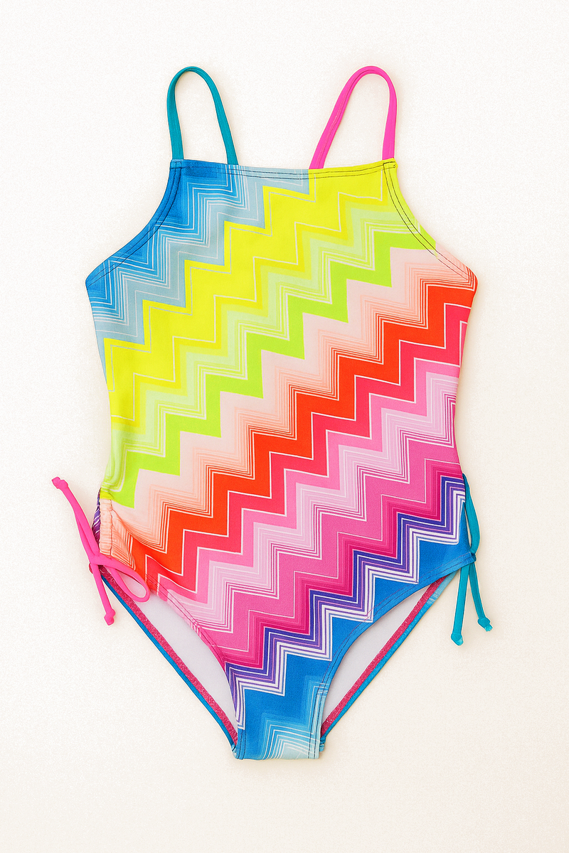 🌈Chevron One-Piece Multicolor Swimsuit 👙 - Bee Bee Designs