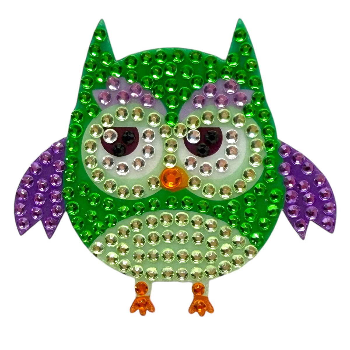 Green Owl StickerBean – collectible StickerBean for trading + decorating at sleepaway or overnight camp by Bee Bee Designs