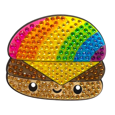 Rainbow Burger Stickerbean – collectible StickerBean for trading + decorating at sleepaway or overnight camp by Bee Bee Designs