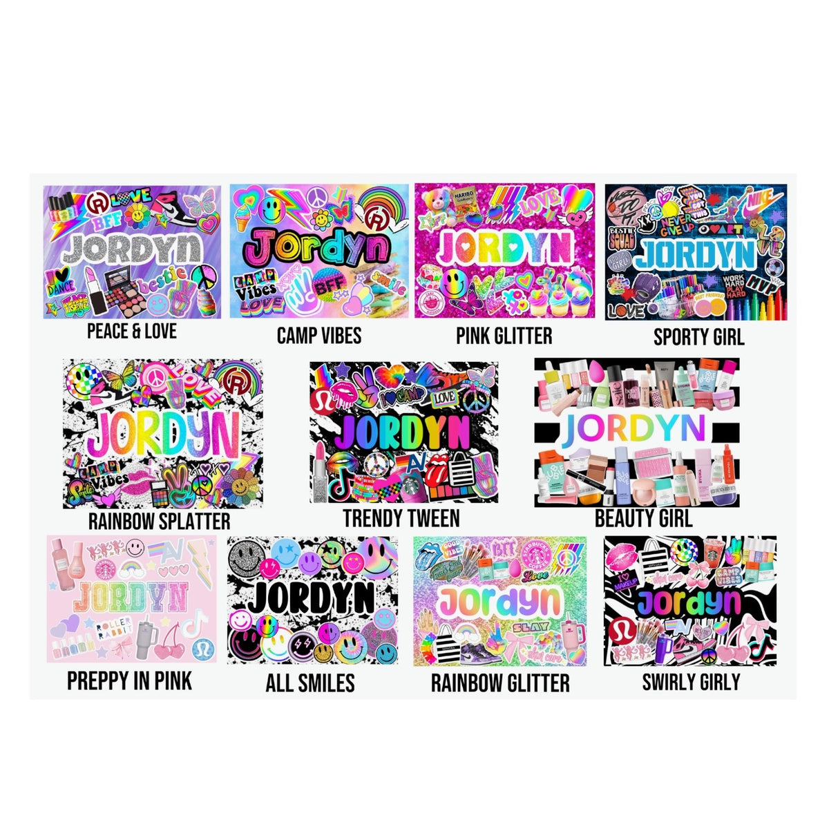 Pink and blue patterned oversized hoodies labeled KIDS and ADULT showing measurement specifications with 1/2 bust, length and sleeve measurements