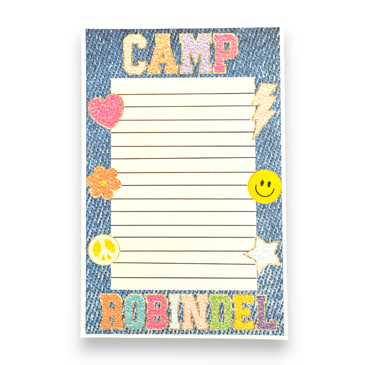 Patchy Letters Lined Notecards Camp Notecards – letters FROM camp notecards (8 cards + 8 envelopes) for sleepaway/overnight camp by Bee Bee Designs