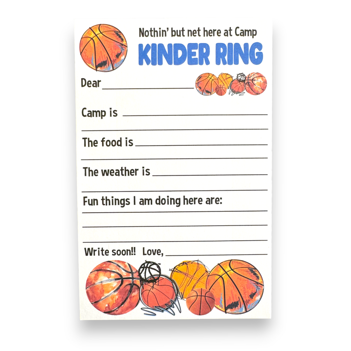 Basketball Fill-In Notecards Camp Notecards – letters FROM camp notecards (8 cards + 8 envelopes) for sleepaway/overnight camp by Bee Bee Designs