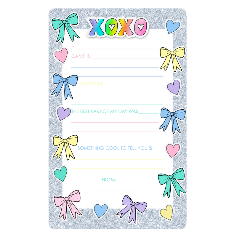 XOXO Glitter Fill-In Camp Notepad