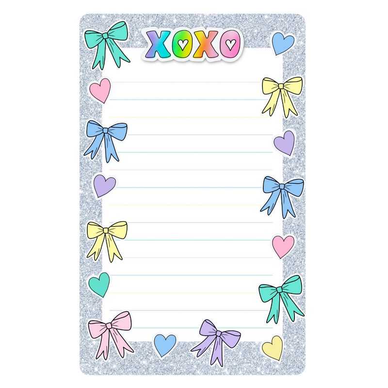 XOXO Glitter Lined Camp Notepad
