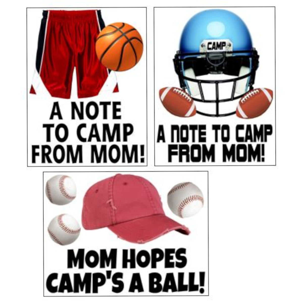 Sports Notes Notecards (PP-13) – letters TO camp notecards (6 cards, 3 designs) for sleepaway/overnight camp by Bee Bee Designs