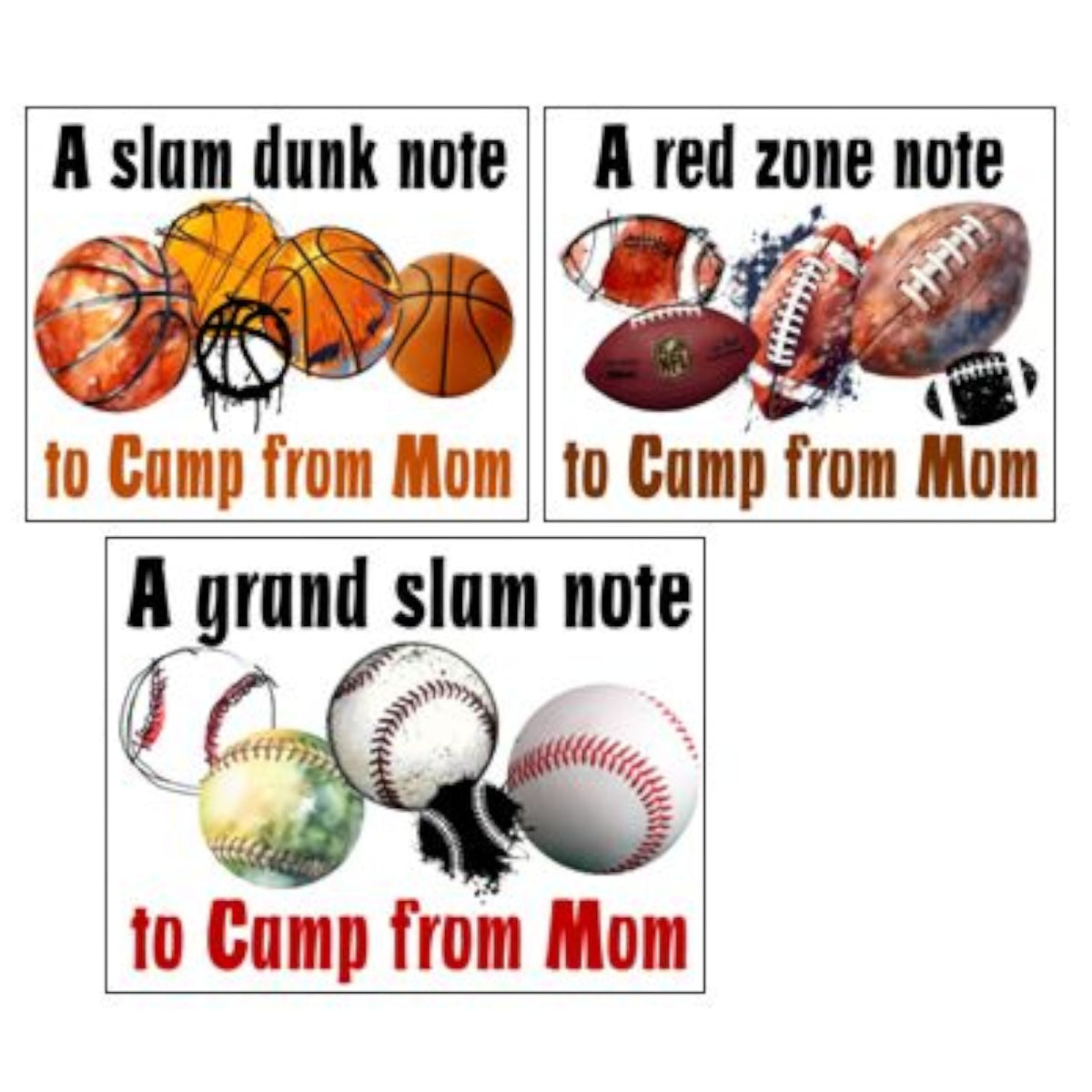 So Many Balls Notecards (PP-15) – letters TO camp notecards (6 cards, 3 designs) for sleepaway/overnight camp by Bee Bee Designs