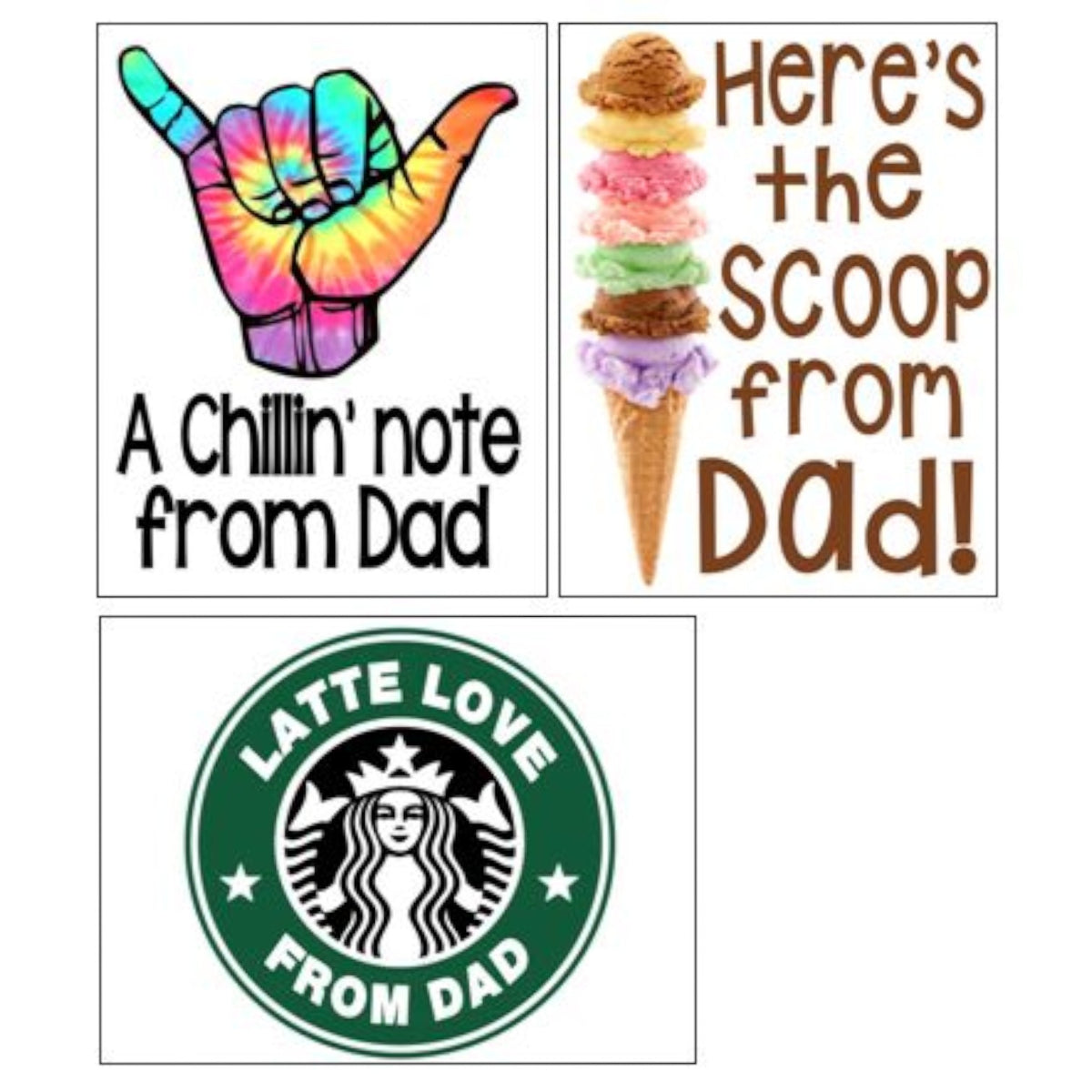 Scoops and Lattes Dad Notecards (PP-20) – letters TO camp notecards (6 cards, 3 designs) for sleepaway/overnight camp by Bee Bee Designs